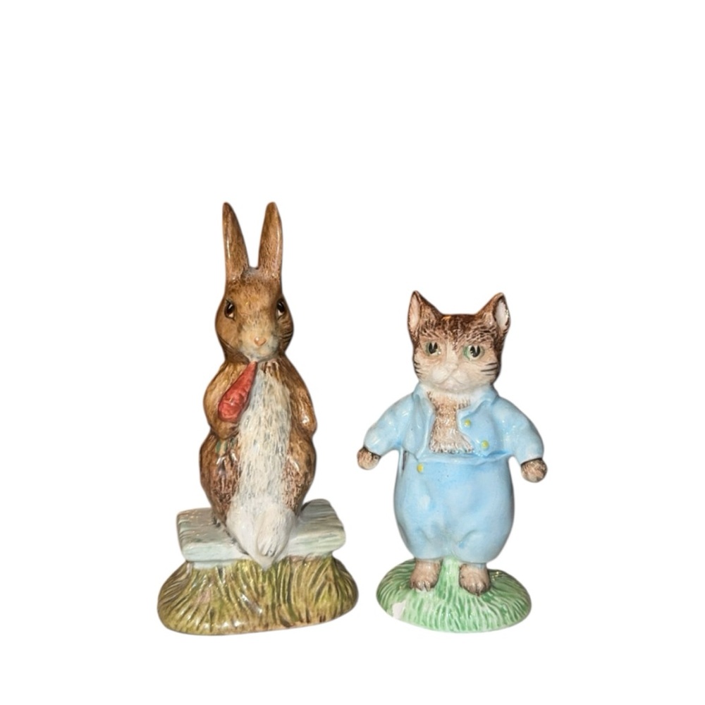 Set‎ of Royal Albert Beatrix Potter Tom Kitten & Fierce Bad Rabbit Figurines
